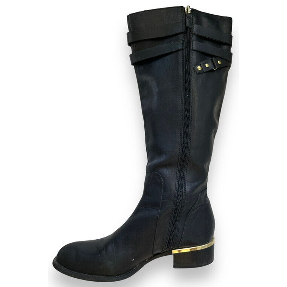 Franco Sarto Lea Celeste Black Leather Tall Riding Boots Size 7 #C3135L1001 - Picture 6 of 15